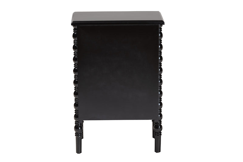 Sophia Classic Black Wood 3-Drawer End Table w/Spindle Legs