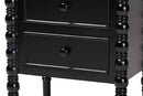 Sophia Classic Black Wood 3-Drawer End Table w/Spindle Legs Baxton