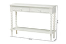 Sophia Classic White Wood 2-Drawer Console Table w/Spindle Legs Baxton