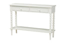 Sophia Classic White Wood 2-Drawer Console Table w/Spindle Legs Baxton