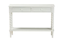 Sophia Classic White Wood 2-Drawer Console Table w/Spindle Legs Baxton