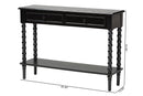 Sophia Classic Black Wood 2-Drawer Console Table w/Spindle Legs Baxton