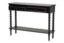 Sophia Classic Black Wood 2-Drawer Console Table w/Spindle Legs Baxton