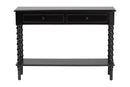 Sophia Classic Black Wood 2-Drawer Console Table w/Spindle Legs Baxton