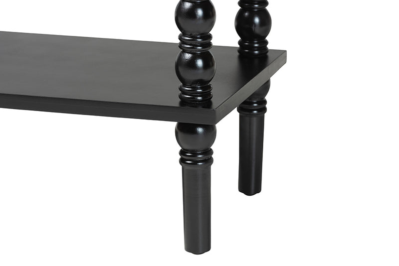 Sophia Classic Black Wood 2-Drawer Console Table w/Spindle Legs