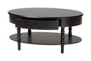 Sophia Classic Black Wood 1-Drawer Coffee Table w/Spindle Legs Baxton