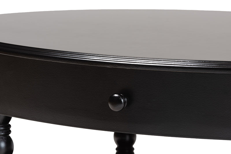 Sophia Classic Black Wood 1-Drawer Coffee Table w/Spindle Legs