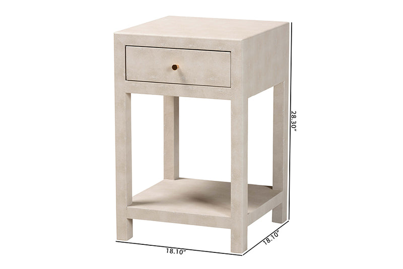 Cardinal Modern Beige Faux Shagreen 1-Drawer End Table