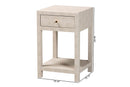 Cardinal Modern Beige Faux Shagreen 1-Drawer End Table Baxton