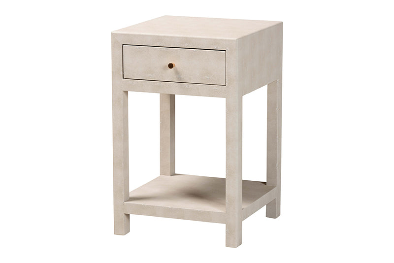 Cardinal Modern Beige Faux Shagreen 1-Drawer End Table