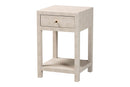 Cardinal Modern Beige Faux Shagreen 1-Drawer End Table Baxton