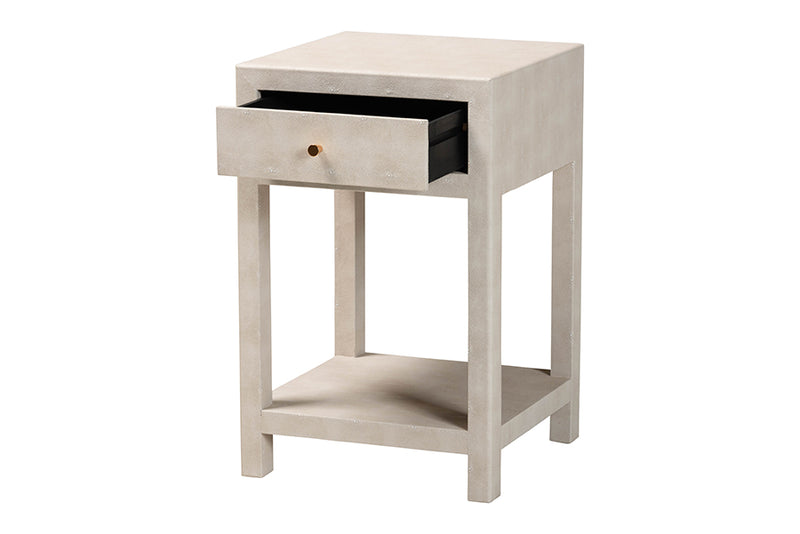 Cardinal Modern Beige Faux Shagreen 1-Drawer End Table