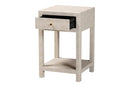 Cardinal Modern Beige Faux Shagreen 1-Drawer End Table Baxton