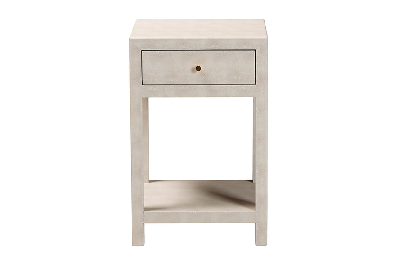 Cardinal Modern Beige Faux Shagreen 1-Drawer End Table