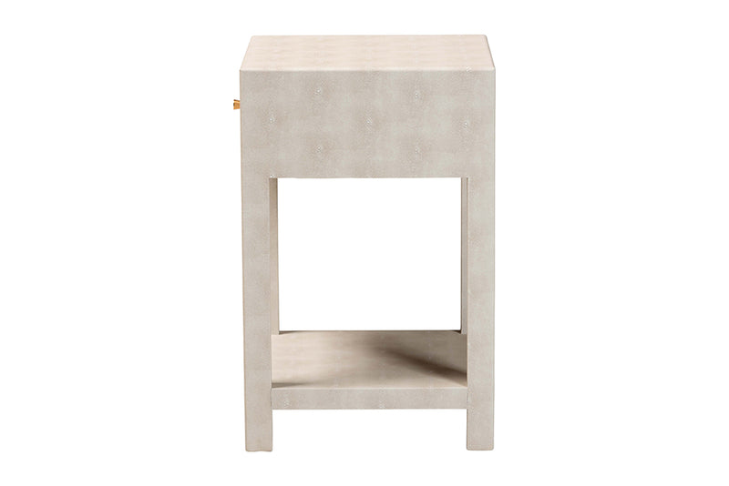 Cardinal Modern Beige Faux Shagreen 1-Drawer End Table