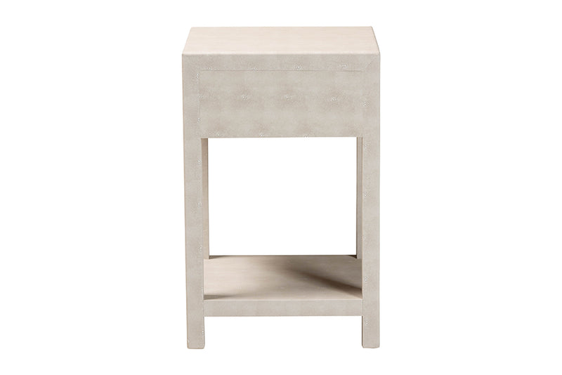 Cardinal Modern Beige Faux Shagreen 1-Drawer End Table