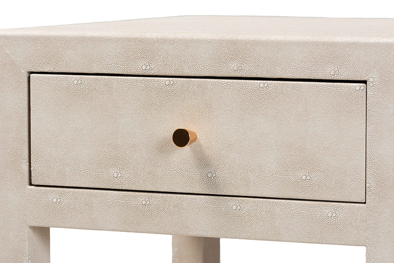 Cardinal Modern Beige Faux Shagreen 1-Drawer End Table