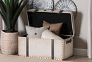 Eira Weathered White Canvas Storage Trunk Baxton
