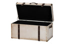 Eira Weathered White Canvas Storage Trunk Baxton