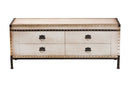 Vera Weathered White Canvas 4-Drawer Storage Bench Baxton