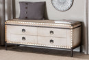 Vera Weathered White Canvas 4-Drawer Storage Bench Baxton