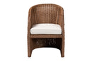 Palm Bohemian Peanut Brown Braided Rattan Arm Chair Baxton