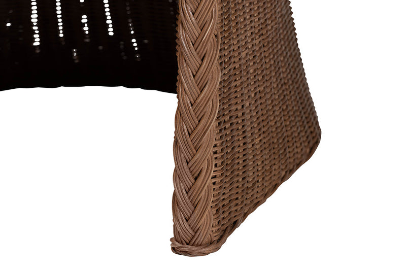 Palm Bohemian Peanut Brown Braided Rattan Arm Chair Baxton