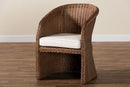 Palm Bohemian Peanut Brown Braided Rattan Arm Chair Baxton