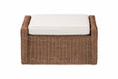 Jaylyn Bohemian Peanut Brown Braided Rattan Footstool Baxton