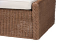 Jaylyn Bohemian Peanut Brown Braided Rattan Footstool Baxton