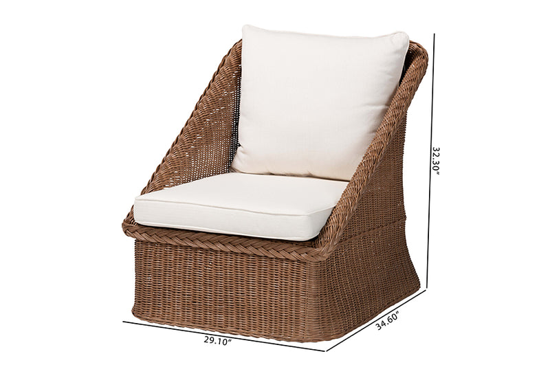 Novia Bohemian Peanut Brown Braided Rattan 2-Piece Arm Chair Set