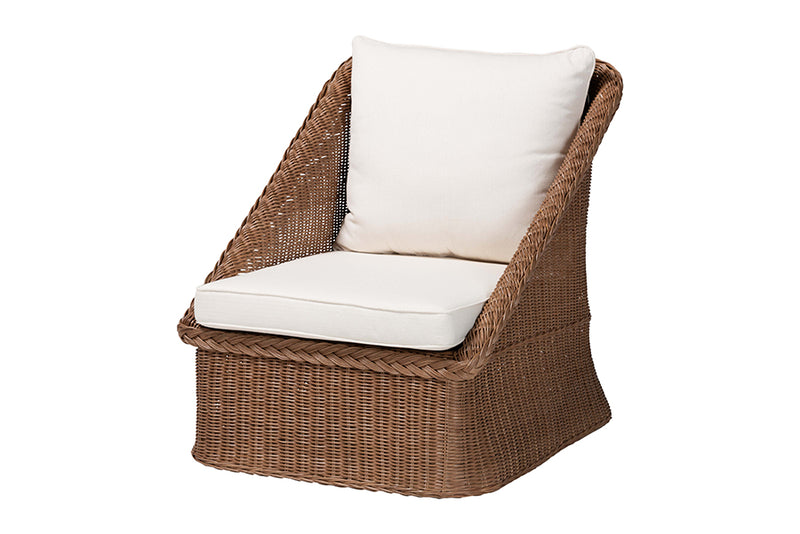 Novia Bohemian Peanut Brown Braided Rattan 2-Piece Arm Chair Set