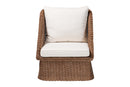 Novia Bohemian Peanut Brown Braided Rattan Arm Chair Baxton