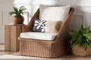 Novia Bohemian Peanut Brown Braided Rattan Arm Chair Baxton