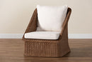 Novia Bohemian Peanut Brown Braided Rattan Arm Chair Baxton