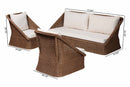 Novia Bohemian Peanut Brown Braided Rattan 3-Piece Living Room Set Baxton