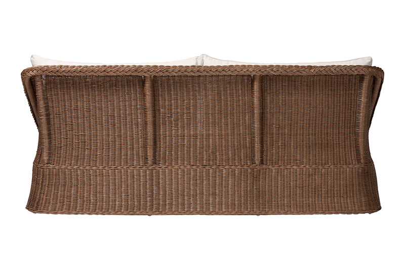 Novia Bohemian Peanut Brown Braided Rattan Sofa