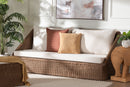 Novia Bohemian Peanut Brown Braided Rattan Sofa Baxton
