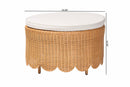 Flannery Bohemian Light Honey Scalloped Rattan Ottoman Baxton