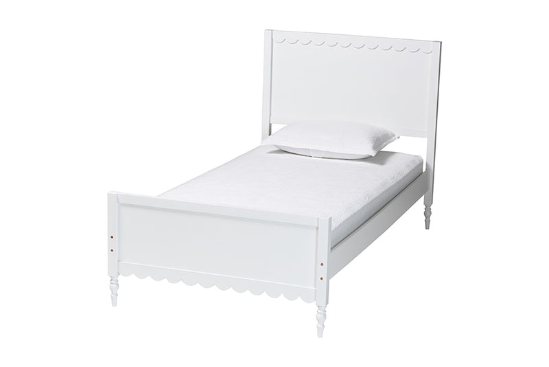 Ygritte Modern White Wood Full Platform Bed with Scalloped Edges