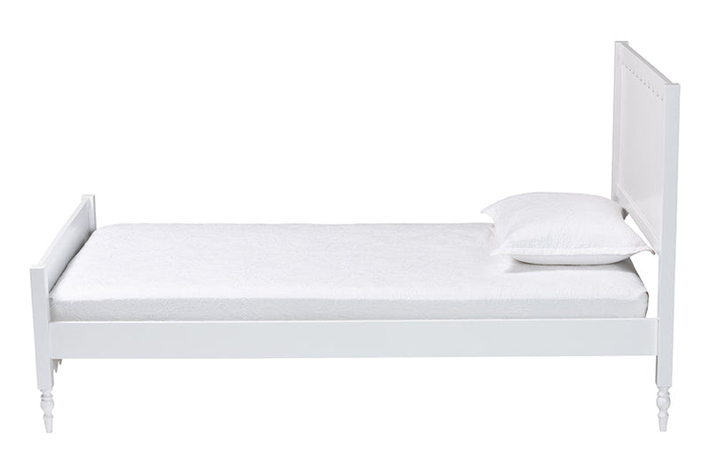Ygritte Modern White Wood Full Platform Bed with Scalloped Edges Baxton
