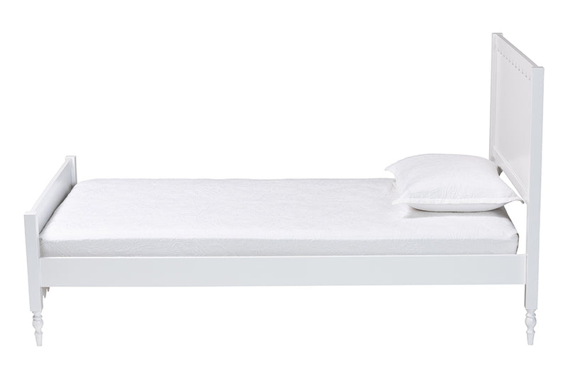 Ygritte Modern White Wood Full Platform Bed with Scalloped Edges