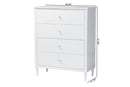 Ygritte Modern White Wood 4-Drawer Chest with Scalloped Edges Baxton