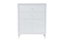Ygritte Modern White Wood 4-Drawer Chest with Scalloped Edges Baxton