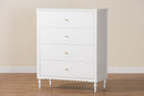 Ygritte Modern White Wood 4-Drawer Chest with Scalloped Edges Baxton
