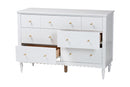 Ygritte Modern White Wood 7-Drawer Dresser with Scalloped Edges Baxton