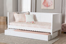 Ygritte Modern White Scalloped Wood Twin Daybed with Trundle Baxton