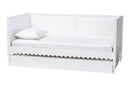 Ygritte Modern White Scalloped Wood Twin Daybed with Trundle Baxton