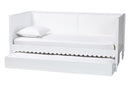Ygritte Modern White Scalloped Wood Twin Daybed with Trundle Baxton