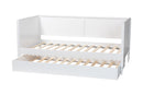 Ygritte Modern White Scalloped Wood Twin Daybed with Trundle Baxton